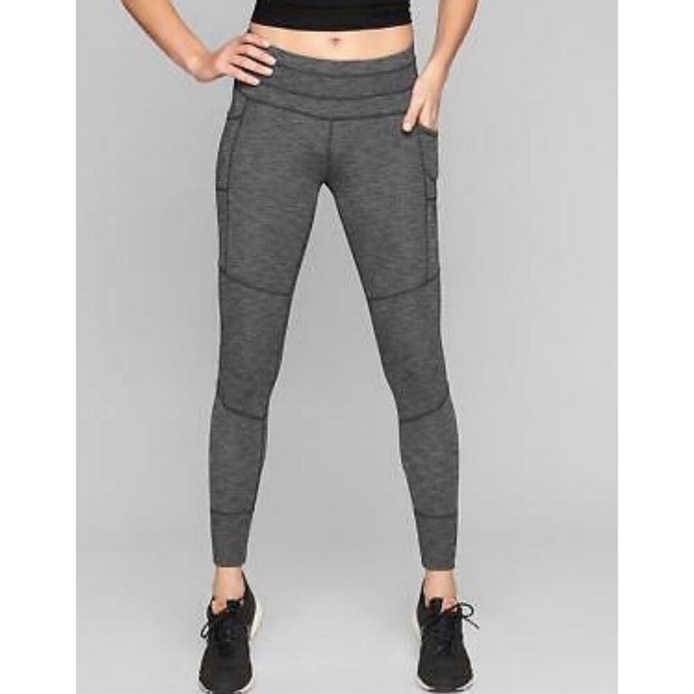 ATHLETA Excursion Jogger Leggings in Marled Black and Gray Sz. XS
